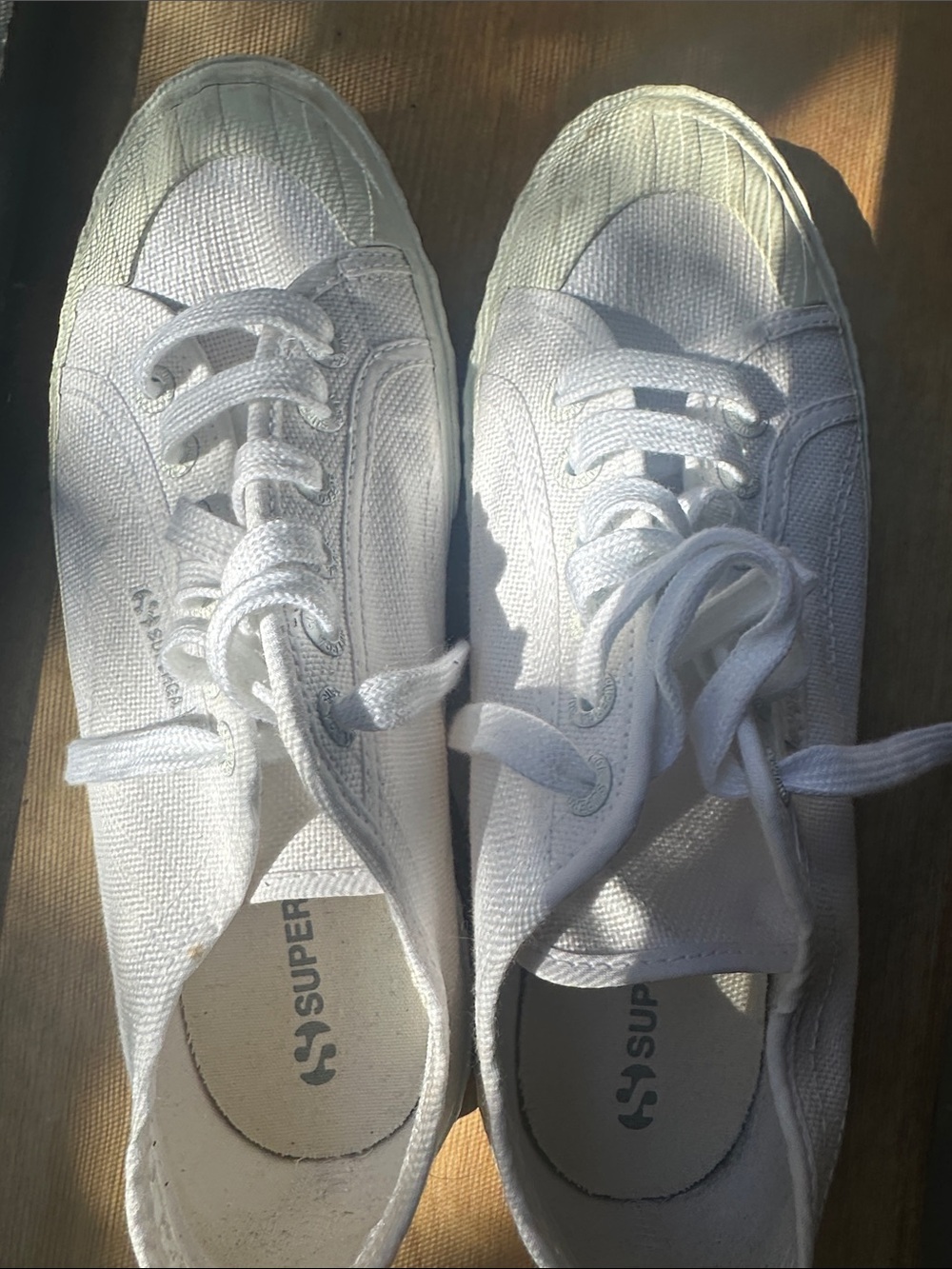Superga White Canvas Low-Top Sneakers in Sz 40